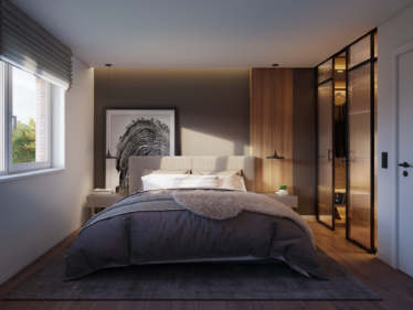 Rendu 3D photoréaliste d'une chambre d'un appartement